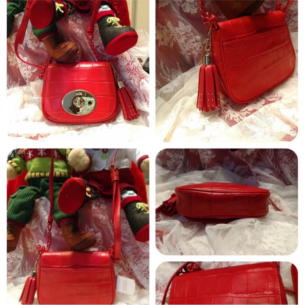 NWT Coach Liv Croc Emb Leather Crossbody Shoulder Bag 35199 Watermelon Orange